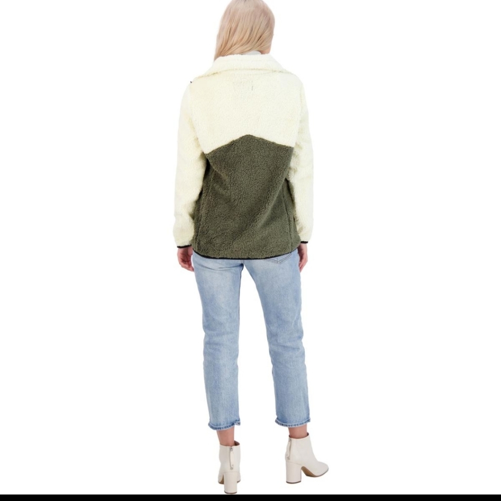 Lucky Brand Women's Faux Shearling Colorblock Jacket with Stand Collar #692 - Picture 3 of 9